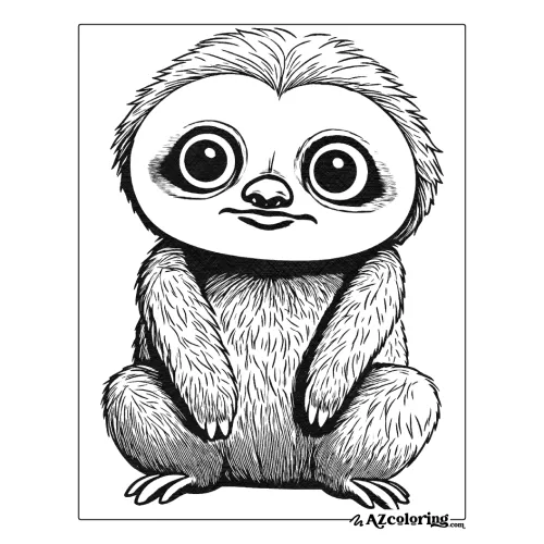 Cute Sloth Coloring Page