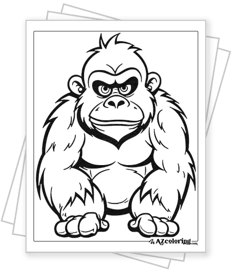 Cartoon Gorilla ANIMALS Coloring Page