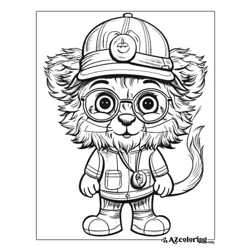 Explorer Cat Coloring Page