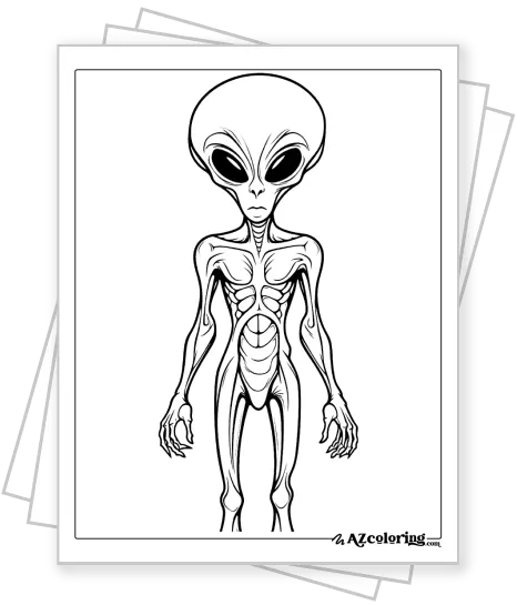 Aliens Illustration Coloring Page