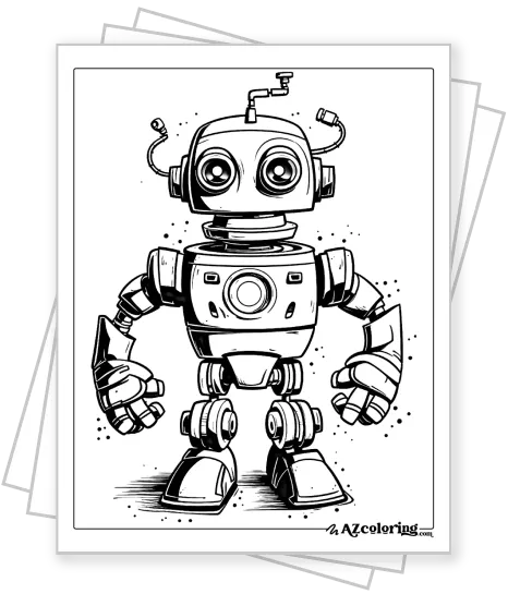 Cartoon Robots Coloring Page
