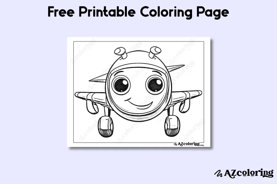 Adorable Airplane Character Coloring Page for Kids