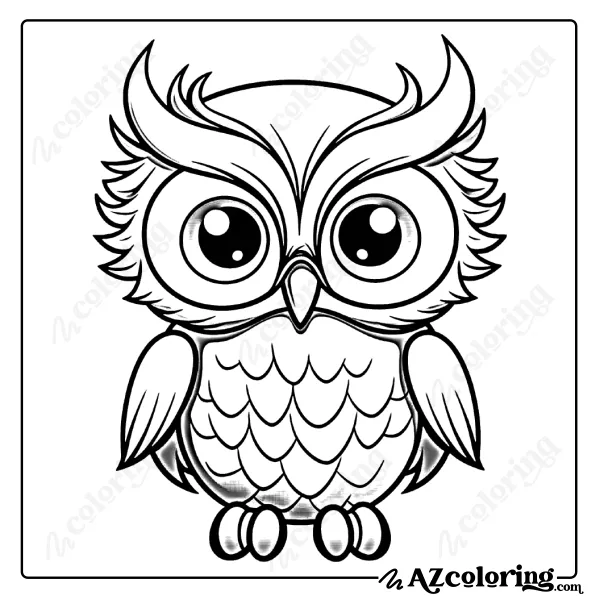 Whimsical Owl Design Coloring Page