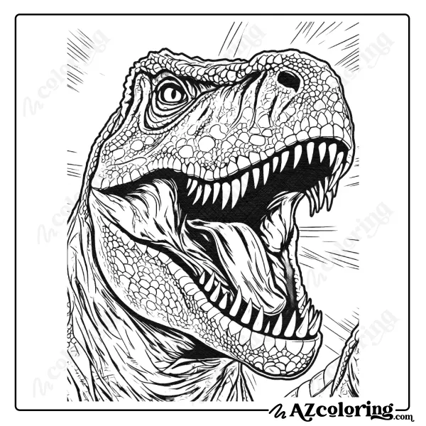Detailed T-Rex Dinosaur Coloring Page for Enthusiasts