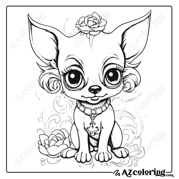 Adorable Chihuahua Coloring Page