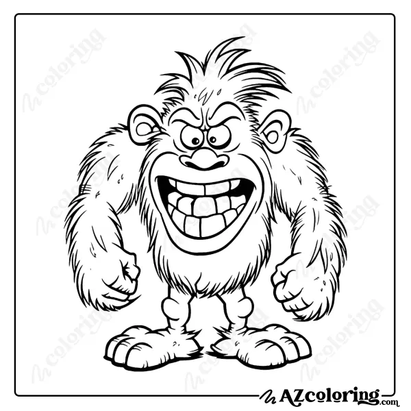 Bigfoot Cartoon Coloring Page