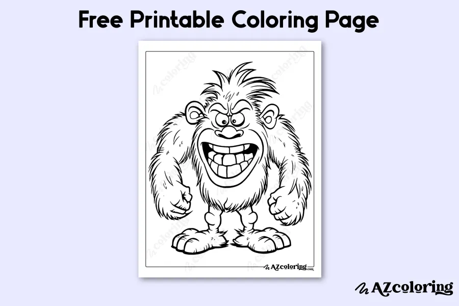 Bigfoot Cartoon Coloring Page Bigfoot Cartoon Coloring Page
