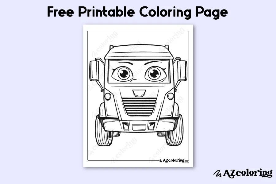 Cute Truck with Eyes Coloring Page